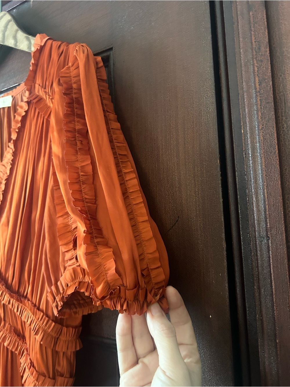 Ulla Johnson Olivia Puff Sleeve Ruffle Satin Midi Dress Boho Mermaidcore Size 8 - Picture 8 of 12